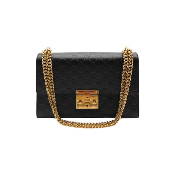GUCCI Guccissima Leather Medium Padlock Shoulder Bag In Black - Picture 1 of 5